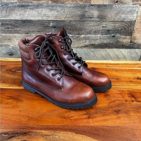 Trader Bay Brown Leather Boots Durable Workwear - Picture 1 of 7